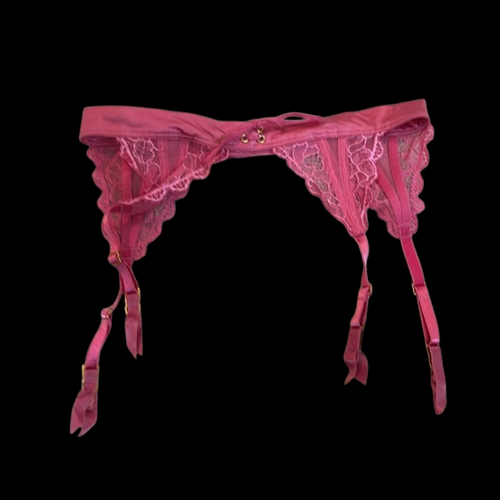 NWOT Victoria’s Secret Garter Belt XS/S Pink Gold Lace Adjustable Clip Lingerie